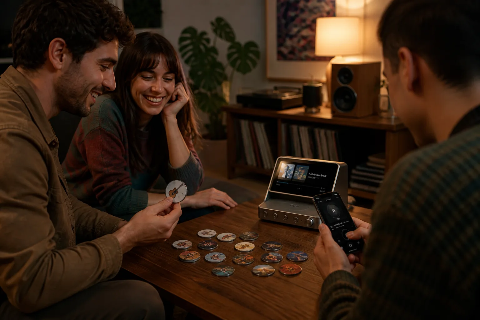Personas eligiendo fichas físicas iPlay